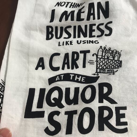 3/$20 Primitives By Kathy NWT White Cotton Black Graphic Dish Towel #101350 - Picture 5 of 9